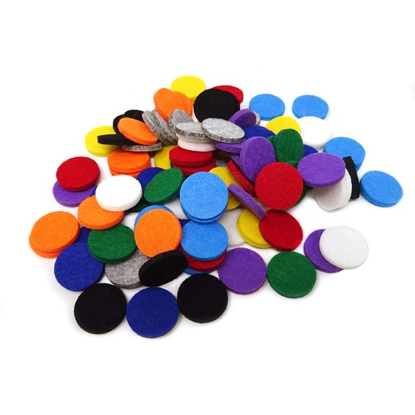 Honbay 100PCS Replacement Felt Pads 22mm Essential Oil Refill Pads for 30mm Locket Necklace Bracelet or Car(0.87inch, 10color) (22mm)