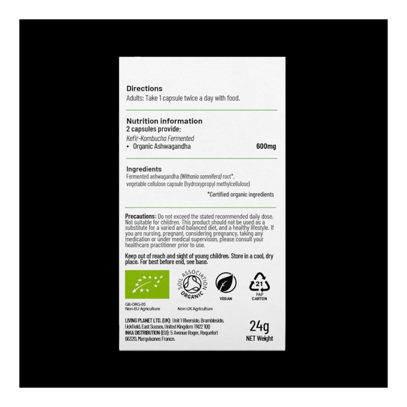 Living Nutrition Organic Fermented Ashwagandha 60 Capsules