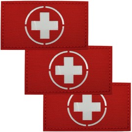 Active Island Airsoft Fluorescent Patch 3 Red Cross Medic Survival Game a399 (Red)