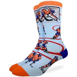 Good Luck Sock Men's Hockey Socks, Orange & Blue, Adult, Shoe Size 7-12