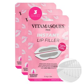 Instant Lip Filler for Plumped Lips in 30 Mins by Vitamasques, 3 Pack - Korean Skin Care Vegan Collagen, Hyaluronic Acid & 400 Dissolving Micro-Dart Tech for Instant & Long-Lasting Results