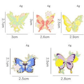 zhanghaoran 5Pcs Butterfly Flowers Enamel Pins Set Colorful Butterfly Insect Brooches Lapel Pins for Hats Jackets Decoration Metal Badges Gift for Women Men, Green