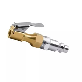 Air Chuck,Heavy Duty Open Flow Lock On Tire Chuck with Clip for Inflator Gauge  - 1PCS-long(Only)