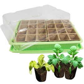 Kinzo Mini Greenhouse - Indoor Greenhouse with 24 Draw Pots - Propagation Tray - Propagation Pots - Green / Transparent Plastic Tray with Cover - Waterproof - Indoor/Outdoor