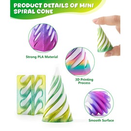 hand spinners, 6PCS Mini 3D Printed Spiral Cone Fidget Toy, Impossible Cone Toys Fun Pyramid Passthrough Sculpture Triangle