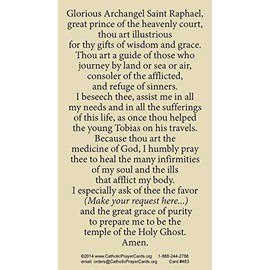 St. Raphael the Archangel Prayer Card, 2 pack