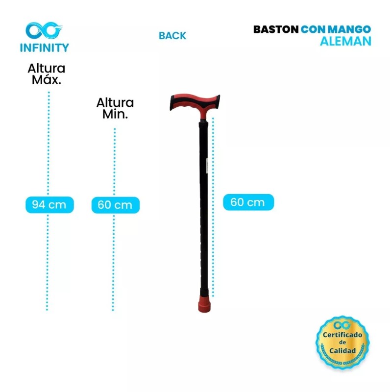 Infinity Bastón Con Mango Alemán Infinity Ligero Resistente