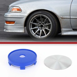 A ABSOPRO Universal Wheel Hub Caps OD 60 mm ID 56 mm Silver Blue Rim Caps for Wheel Hubs