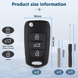 ShnminEU Set of 2 Car Key Shell Keys for Hyundai i10 i20 i30 ix20 ix35 and Kia Ceed Soul Sportage Venga Car Key Shell Accessories 3 Buttons Remote Control with Disassembly Tool