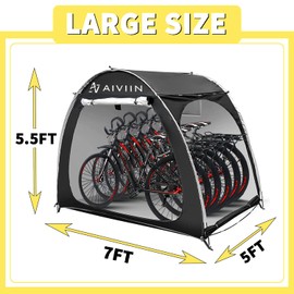 AIVIIN 4 or 5 Bike Tent, 210D Silver-plated Oxford Extra Thick Waterproof &Sunproof Large Outdoor Bikes Storage Shed for Mountain Bicycle, Motorcycle, Garden Repair Tools, Pool Toys, Lawn Mower, Black
