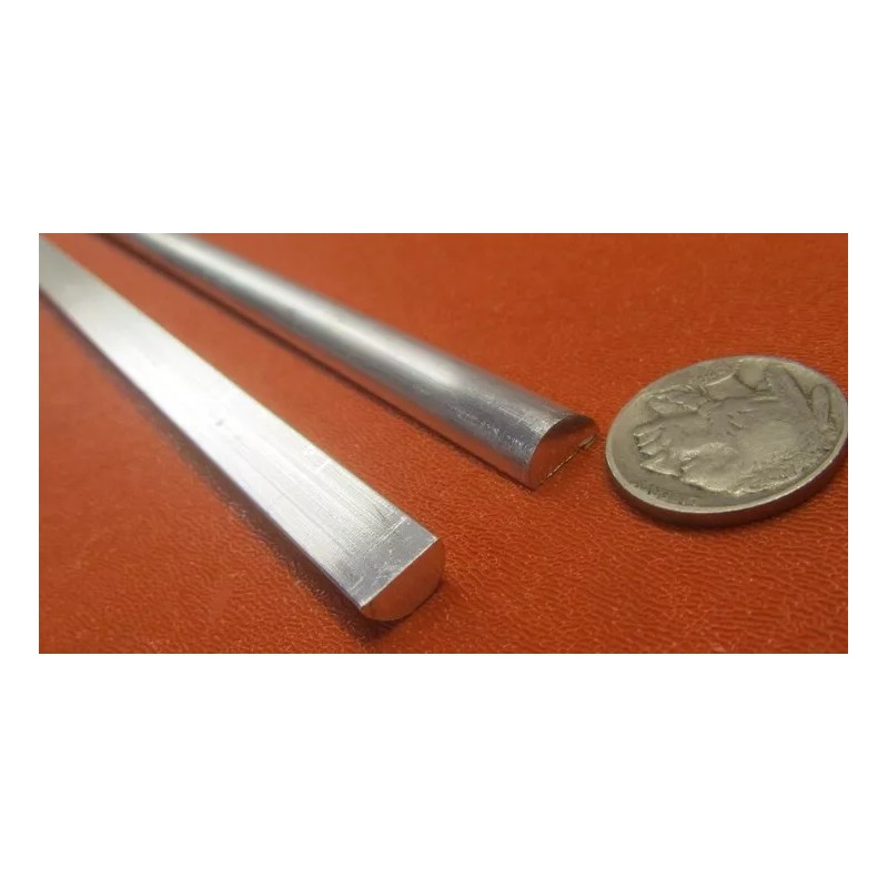 Basic Aluminum Half Round Rod (.375") 3/8" Dia, x 6