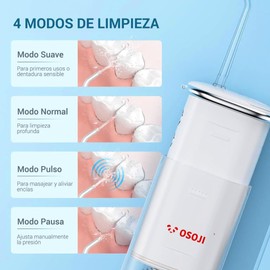 OSOJI F100 Irrigador Bucal Inalámbrico Presión Ajustable, 4 Boquillas IPX7