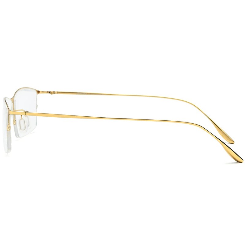 FONEX Metal Square Eyeglasses,Half Semi Rimless Lightweight Glasses Frame for