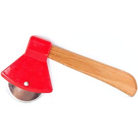 bulk buys Kitchen Essentials Axe Pizza Cutter, 8.25", Brown/Red/Silver
