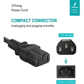 TV Power Cord Replacement for Vizio D/E/M Series LED Smart TV 3 Prong AC Cable 3 Ft