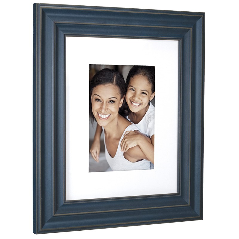 Malden International Designs 5x7 8x10 Rustic Blue Matted Picture Frame,