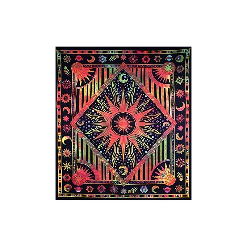AVA Collections Queen Size Tapestry Wall Hanging Burning Hippie Sun