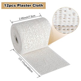 12PCS Plaster Cloth Rolls, 3 Inch x 15Feet Plaster Bandages, Plaster Strips Plaster Gauze for Art Project, Belly Cast, Mask Making, Sculptures, Body Casts, Craft Projects, Scenery Construction