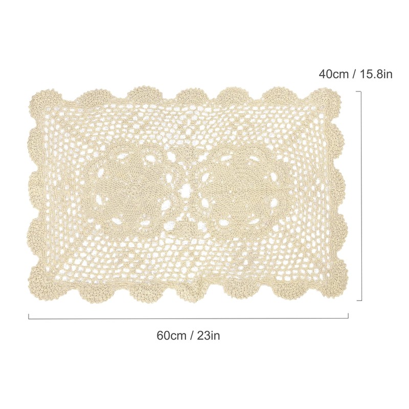 kilofly Crochet Cotton Lace Table Placemats Doilies Set, 4pc, Oblong,