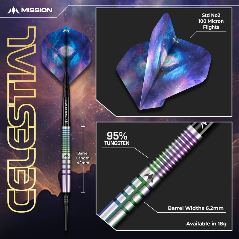 Mission | Celestial Darts | Soft Tip Darts Set |