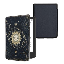 kwmobile Flip Case Compatible with Pocketbook Verse/Verse Pro/Verse Color/Vivlio Light/Light HD Case - eReader Case - Tarot Cards Dark Blue Yellow Black