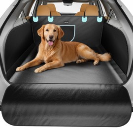 Tapizado SUV Cargo Liner for Dogs with PU Leather, Waterproof Pet Trunk Cover with Taller Side Panels, Dog Seat Mat for SUVs Vans with Bumper Flap Protector, Non-Slip, Large Size Universal Fit, Black