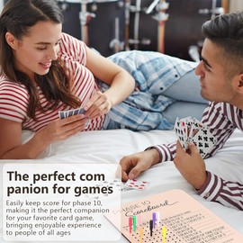 HNWZD Phase 10 Score Board, 2025 New Wooden Phase 10 Scoreboard and Round Tracker with 8 Colored Pegs, Phase 10 Score Sheets, Board Card Games for Party Family Adults