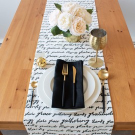 Table Runner Christmas Quotation (Off-White, 14x64 inch, Pack of 1) Fabric Lined | Properly Finished, No Fray Edges | for Home, Kitchen, Dining Room, Holiday, Thanksgiving, Wedding Party