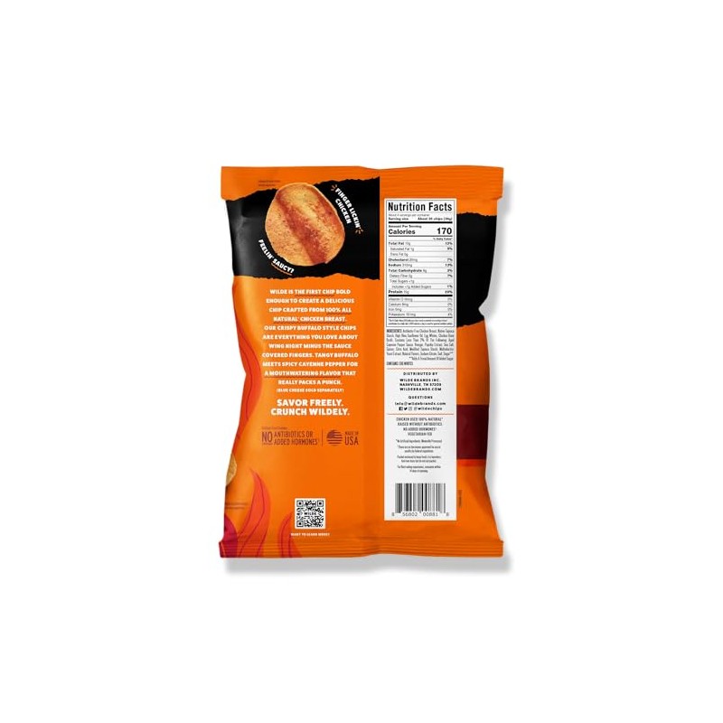 WILDE. Buffalo Chicken Protein Chips, Thin and Crispy, High Protein,
