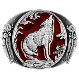 Moranse The Wolf howl design Cowboy Belt buckle, Cabb004(brown), middle