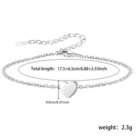 Memorable S925 Silver Heart Pendant Bracelet Gift For Daughter Son Mum Sister Friends Lover Birthday Chirstmas Reminder Jewelry For Age 7th-100th (30th)