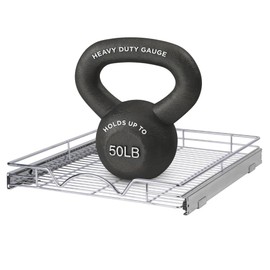 HOLDN’ STORAGE Pull Out Cabinet Organizer, Heavy Duty Caddy w/Lifetime Limited Warranty -14”W x 21”D - Requires At Least 15-1/4” Cabinet Opening, Steel Metal Cabinet Drawers Slide Out, Chrome