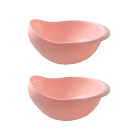 Colador de arroz 2 en 1, cesta de filtro de limpieza de verduras y frutas, 2 piezas resistentes y fáciles de usar accesorios de cocina de grado alimenticio (rosa, pequeño)