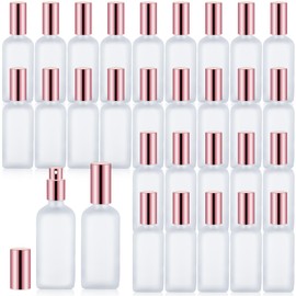 Dyrfolm 30 Pcs Glass Spray Bottle, 3.4 oz/100 ml Perfume Empty Bottles,Frosted Glass Spray Bottles, Clear Bottle with Rose Gold Fine Mist Sprayer,Refillable Container for Perfume Travel(Rose Gold)