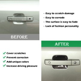 Car Door Handle Cup Cover Trim Replacement Compatible with Land Rover Defender 90 110 2020-2023 Accessories Scratch Protective Shields Protector Guard (Carbon fiber pattern, for Defender 110,5 PCS)