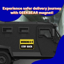 GEEKBEAR Working K-9 Car Magnet - Reflective Waterproof Magnetic Sign - 11.7 x 8.2 in (Yellow/Black, 2 Pack)