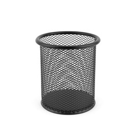 D.RECT Metal Pen Holder Round Wire Metal Mesh Multifunctional Cup for Ballpoint Pen Diameter 85 mm Black 7613