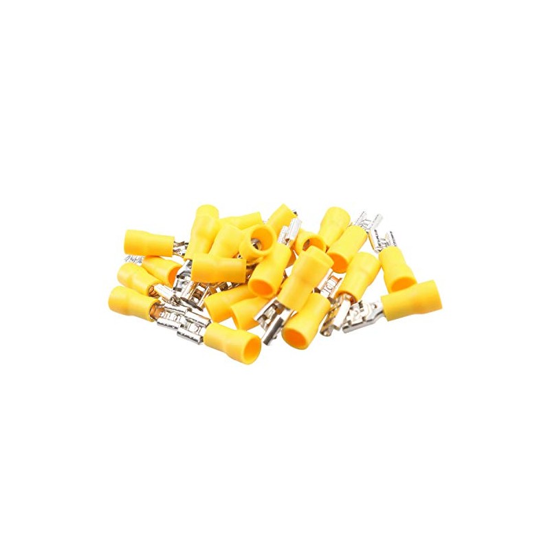 5mm Female Yellow Electrical Cable Wire Spade Terminals Crimps Connectors