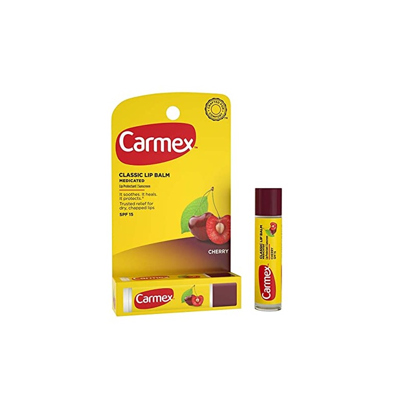 Carmex Bálsamo labial hidratante con sabor a cereza SPF 15