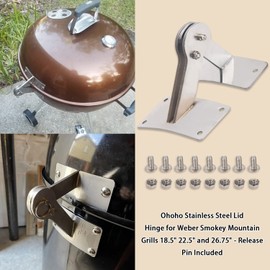Ohoho Stainless Steel Lid Hinge for Weber Smokey Mountain Grills 18.5" 22.5" - Release Pin Included