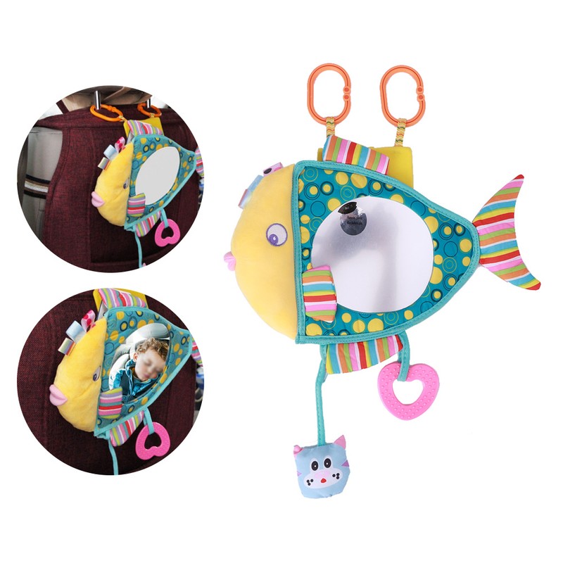 Car Backseat View Mirror Plush Fish Shape Cartoon Pattern Safety