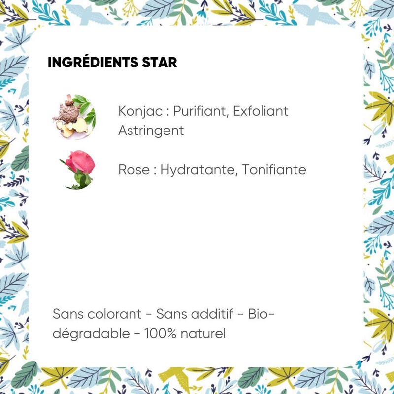 Lady Green Konjac Sponge Eponge MERV Eilleuse Rose