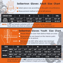 Seibertron SPS-2 Unisex Touchscreen Road Racing Motorcycle MTB Sports Gloves Also fit BMX MX ATV Mountain Bike Bicycle Cycling Off-Road/Dirt Bike Motocross etc Full Finger Youth Black XS