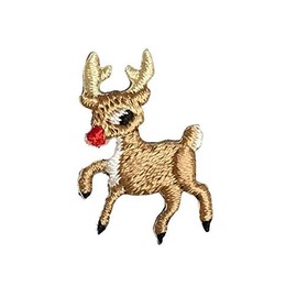 Miniature Reindeer, Christmas, Embroidered, Iron on Patch (1)