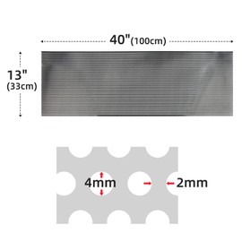 AggAuto Universal 40"x13" Car Grill Mesh - Aluminum Alloy Automotive Grille Insert Bumper Perforated Metal Sheet Round Hole 4mm, One of the Most Multifunctional Shape Grids 100x33cm Black