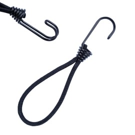 fuxton Pack of 10 short straps with hooks (black 130 mm) for tarpaulins, tents, boats, nets, banners. expander hooks, tarpaulin tensioners, lashing straps with short hooks, rubber tensioners, tension