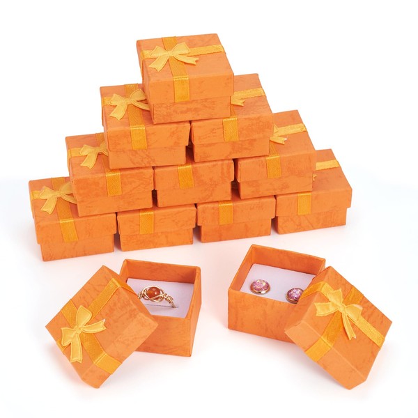 Craftdady 12 Pack Orange Square Ring Boxes 1.59 x 1.59x