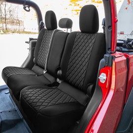 FH Group Custom Fit Seat Covers for 2020-2024 Jeep Gladiator Rear Set, Waterproof Car Seat Covers for Jeep, Tailor-Made Seat Covers, Black Neoprene Seat Covers, Jeep Accessories