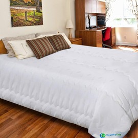 HealthyLine Energy Comforter - Tourmaline Fiber Filled, 233 TC White Cotton Shell, Lightweight, Breathable - Biomagnetic Negative Ion and Far Infrared Therapy (Queen Size)