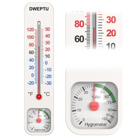 Outdoor/Indoor Thermometer Hygrometer Humidity Monitor Temperature Humidity Gauge Meter with Celsius/Fahrenheit (℃/℉) for Patio Field Cellar Garden Greenhouse Closet by DWEPTU